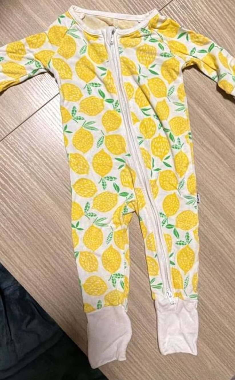 Little Sleepies Lemons Zippy Pajamas Size Newborn Yellow White Lemon Print